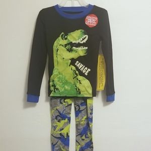 NWT Boys 4 T-Rex Pajamas Set- Glow in the Dark